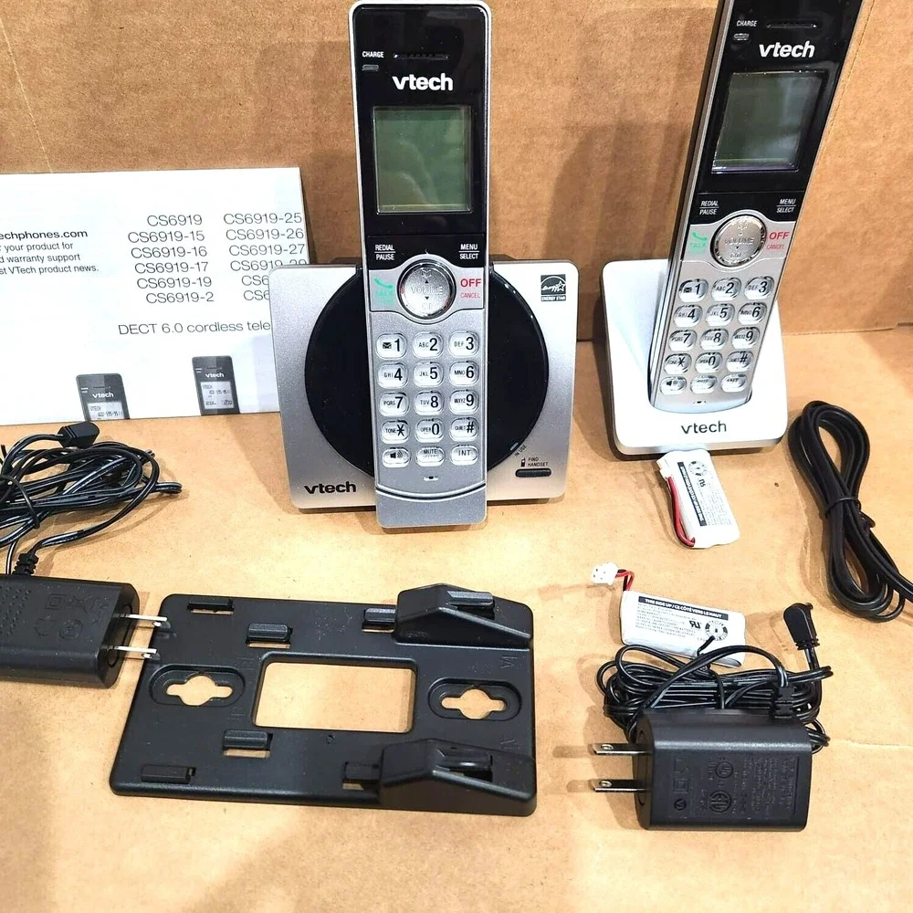 VTech‎ CS6919-2 DECT 6.0 Cordless Phone 2 Handsets Caller ID Call Waiting Silver